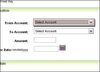 Creating A Single Transfer Regions Step 2 Select The Account You Would Like To Transfer Money From In Drop Down List