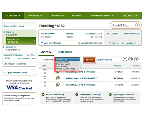 How To Search For Transactions In Regions Online Banking Regions