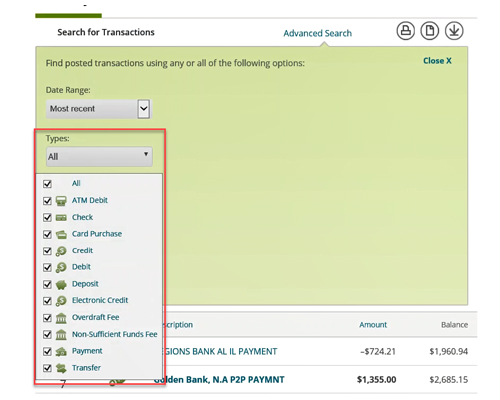 How To Sort Filter Transaction History In Regions Online Banking