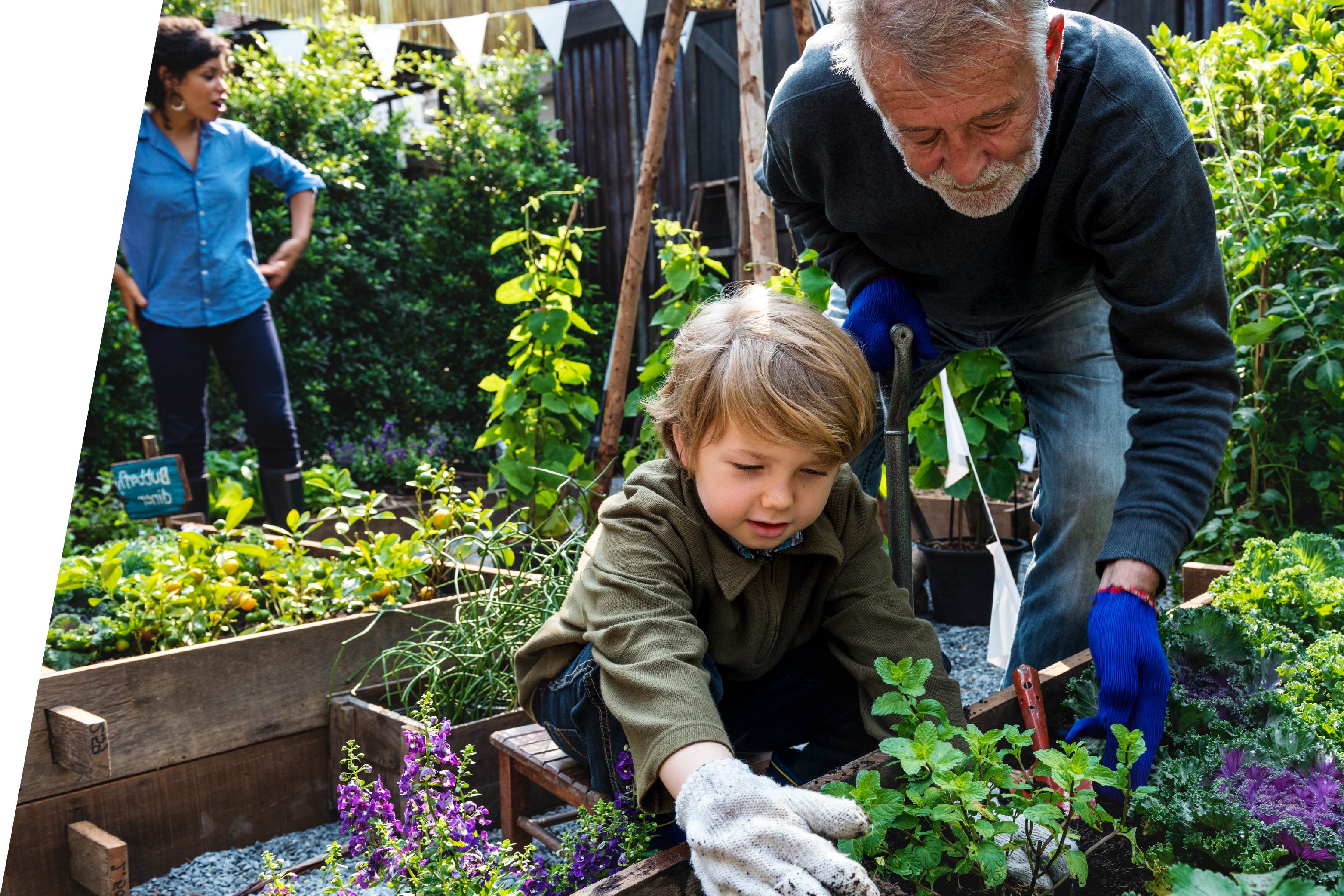 family working in the garden