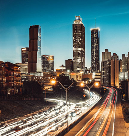 El horizonte de Atlanta al atardecer