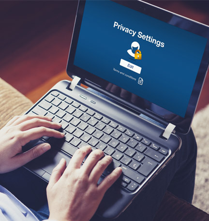 Privacy settings on laptop screen