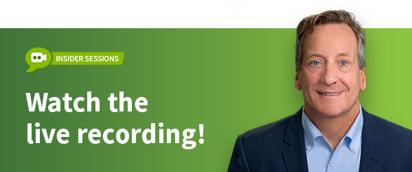 Insider Sessions webinar promotional banner with headshot of speaker Patrick O’Toole and the text: 'Watch the live recording!'